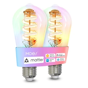 Matter Smart Bulb, Edison RGB Color Changing, Compatible with Alexa | Matter Smart Bulb, Vintage Edison ST64, 16M RGB Color Changing, Tunable White 2700K 6500K, Alexa Google Apple, E26 5W 2 Pack Matter Smart Bulb, Edison RGB Color Changing, Compatible with Alexa | Matter Smart Bulb, Vintage Edison ST64, 16M RGB Color Changing, Tunable White 2700K 6500K, Alexa Google Apple, E26 5W 2 Pack