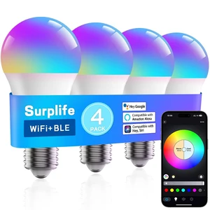 Smart Led Light Bulbs, Wi-Fi Magic Home Light Bulbs for Alexa & Google Assistant, E26, A19 Music Sync Color Changing Light Bulb, APP Remote Control on/off, Wireless, Bluetooth, 800LM, 60W,4Pack Smart Led Light Bulbs, Wi-Fi Magic Home Light Bulbs for Alexa & Google Assistant, E26, A19 Music Sync Color Changing Light Bulb, APP Remote Control on/off, Wireless, Bluetooth, 800LM, 60W,4Pack