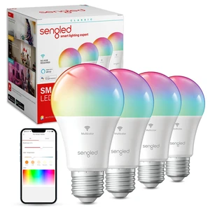 WiFi Color Changing Light Bulb, Alexa Smart Light Bulbs that Compatible with Alexa & Google Assistant, A19 RGB No Hub Required, 75 W Equivalent 800LM CRI>90, Set of 4 WiFi Color Changing Light Bulb, Alexa Smart Light Bulbs that Compatible with Alexa & Google Assistant, A19 RGB No Hub Required, 75 W Equivalent 800LM CRI>90, Set of 4