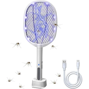 2-in-1 Electric Bug Zapper Racket, 1 Pack | High Voltage LED Lighted Handheld Mosquito Swatter with 3 Layer Safety Mesh, USB Charging Portable Fly Killer Racquet 2-in-1 Electric Bug Zapper Racket, 1 Pack | High Voltage LED Lighted Handheld Mosquito Swatter with 3 Layer Safety Mesh, USB Charging Portable Fly Killer Racquet