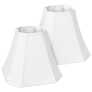Lamp Shades Set of 2, White Medium Lampshades (6.5"x13"x10.8"), Classic Square Cut Corner Fabric Replacement Shade with Spider Fitter for Table Lamps (Harp Not Included), Classic Home Decor Lamp Shades Set of 2, White Medium Lampshades (6.5"x13"x10.8"), Classic Square Cut Corner Fabric Replacement Shade with Spider Fitter for Table Lamps (Harp Not Included), Classic Home Decor