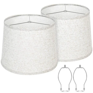 Lamp Shades Set of 2, Beige Drum Lampshades 11"T x 13"B x 10"H | Replacement Lamp Shades for Table Lamps with Spider Fitter, Natural Linen Lampshade for Floor Lamps, Easy Assembly Required Lamp Shades Set of 2, Beige Drum Lampshades 11"T x 13"B x 10"H | Replacement Lamp Shades for Table Lamps with Spider Fitter, Natural Linen Lampshade for Floor Lamps, Easy Assembly Required