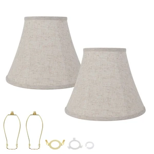 Octagonal Lampshade Set, 2-Piece, Oat-Colored Linen with Bamboo Joints, 6.7x13x10 Inches, E14/E26 Base Compatible (Oatmeal) Octagonal Lampshade Set, 2-Piece, Oat-Colored Linen with Bamboo Joints, 6.7x13x10 Inches, E14/E26 Base Compatible (Oatmeal)