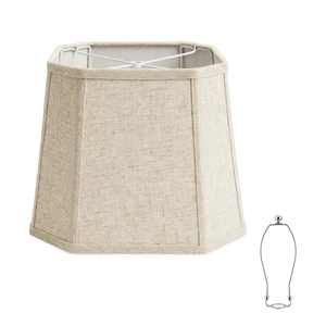 1-Pack Beige Square Cut Corner Lamp Shade, 9.45" Top x 12" Bottom x 9.45" Height, Natural Linen Lampshade for Table Lamps, Spider Fitter Replacement Shade, Harp Included, Easy Assembly Required 1-Pack Beige Square Cut Corner Lamp Shade, 9.45" Top x 12" Bottom x 9.45" Height, Natural Linen Lampshade for Table Lamps, Spider Fitter Replacement Shade, Harp Included, Easy Assembly Required