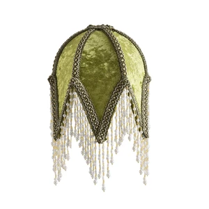 Tassel lampshade - Retro country style green bead tassel lampshade,8.7"High artistic atmosphere replacement lamp accessory for living room-C Tassel lampshade - Retro country style green bead tassel lampshade,8.7"High artistic atmosphere replacement lamp accessory for living room-C