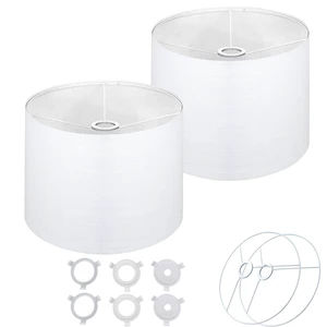 drum Fabric White lamp shades Set of 2 for table lamps 13" Top x 13" Bottom x 10" High,Qvtekn Medium Lampshades for floor and desk lamps, Natural Linen Handcrafted with Easy Assembly drum Fabric White lamp shades Set of 2 for table lamps 13" Top x 13" Bottom x 10" High,Qvtekn Medium Lampshades for floor and desk lamps, Natural Linen Handcrafted with Easy Assembly