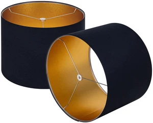 BlackGold Set of 2 Lampshade Requires Self-assembly,16" Dia x12" H | Drum Classic Modern Style Replacement Lamp Shades, Fabric Lampshades for Table Lamps Floor Lamps, Metal Spider Fitter BlackGold Set of 2 Lampshade Requires Self-assembly,16" Dia x12" H | Drum Classic Modern Style Replacement Lamp Shades, Fabric Lampshades for Table Lamps Floor Lamps, Metal Spider Fitter