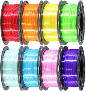 1.75mm Silk Shiny PLA 3D Printer Filament 8 Bright Colors Bundle: Silk Yellow/Lime Green/Orange/Sky Blue/Pink/Cyan/Red/Purple, Each Spool 250g, Total 2Kg 3D Printing Material, 250g x 8 Spools 1.75mm Silk Shiny PLA 3D Printer Filament 8 Bright Colors Bundle: Silk Yellow/Lime Green/Orange/Sky Blue/Pink/Cyan/Red/Purple, Each Spool 250g, Total 2Kg 3D Printing Material, 250g x 8 Spools