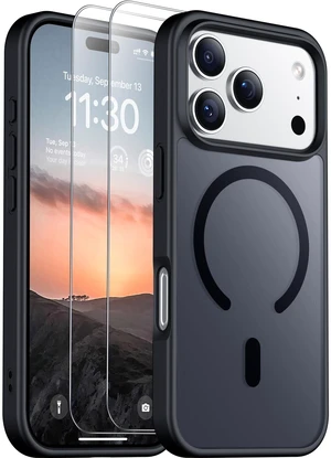 Magnetic for iPhone 17 Pro Max Case,Black | Translucent Matte Case with 2PCS Tempered Glass Screen Protector Drop Protection Anti-scratched Slim Phone Case Magnetic for iPhone 17 Pro Max Case,Black | Translucent Matte Case with 2PCS Tempered Glass Screen Protector Drop Protection Anti-scratched Slim Phone Case