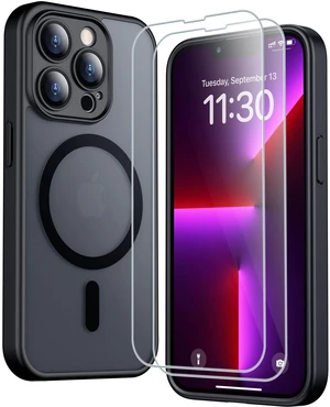 Magnetic for iPhone 13 Pro Case,Black | Translucent Matte Case with 2PCS Tempered Glass Screen Protector Slim Phone Case Magnetic for iPhone 13 Pro Case,Black | Translucent Matte Case with 2PCS Tempered Glass Screen Protector Slim Phone Case