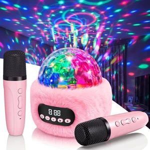 Mini Karaoke Machine with Disco Light for Kids, Rechargeable Karaoke Microphone Bluetooth Speaker with 2 Wireless Mic, Portable Singing Girls Toys Gifts for 3 4 5 6 7 8 Year Old Family Home Party Mini Karaoke Machine with Disco Light for Kids, Rechargeable Karaoke Microphone Bluetooth Speaker with 2 Wireless Mic, Portable Singing Girls Toys Gifts for 3 4 5 6 7 8 Year Old Family Home Party