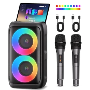 Bluetooth Speaker with 2 Wireless Microphones - Big Party Speaker for Adults Kids Karaoke with Lights - Portable Rechargeable Home Theater Systems Support TWS/AUX/USB/TF Card for Home Party Gift Bluetooth Speaker with 2 Wireless Microphones - Big Party Speaker for Adults Kids Karaoke with Lights - Portable Rechargeable Home Theater Systems Support TWS/AUX/USB/TF Card for Home Party Gift