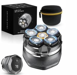 Head Shaver for Bald Men: 10,000RPM Shaver with 6D Magnetic Floating Heads | IPX8 Waterproof Wet/Dry Shaving, LED Display, EVA Travel Case & Magnetic Head Design Head Shaver for Bald Men: 10,000RPM Shaver with 6D Magnetic Floating Heads | IPX8 Waterproof Wet/Dry Shaving, LED Display, EVA Travel Case & Magnetic Head Design