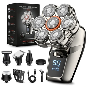 6-in-1 Head Shavers for Bald Men, 7D Rotary Electric Razor for Men | Detachable Magnetic Head Shaver with LED Display & Type-C Charging, Wet & Dry Shaving Grooming Kit 6-in-1 Head Shavers for Bald Men, 7D Rotary Electric Razor for Men | Detachable Magnetic Head Shaver with LED Display & Type-C Charging, Wet & Dry Shaving Grooming Kit