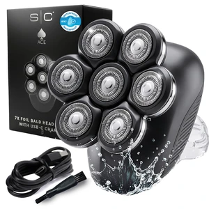 Ace 7X Rotary Bald Head Shavers for Men, Up to 8500 RPM Motor | Cordless, Ultra-Close Foil Shave, USB Rechargeable, IPX7 Waterproof Wet & Dry, LCD Display Ace 7X Rotary Bald Head Shavers for Men, Up to 8500 RPM Motor | Cordless, Ultra-Close Foil Shave, USB Rechargeable, IPX7 Waterproof Wet & Dry, LCD Display