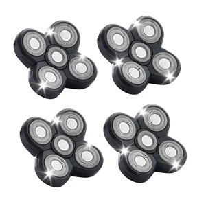 5 Head Shaver Replacement Heads, Bald Men Electric Razor Blades,4-Pack | Flexible floating cutter heads, skin-friendly smooth shave, fully washable design for bald head and facial shaving 5 Head Shaver Replacement Heads, Bald Men Electric Razor Blades,4-Pack | Flexible floating cutter heads, skin-friendly smooth shave, fully washable design for bald head and facial shaving