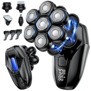 Head Shavers for Bald Men, 5-in-1 Electric Shaver Grooming Kit Witch Case, 7D Floating IPX7 Waterproof Rechargeable Wet/Dry Razor for Skull Bald Head, Body Hair, Black Head Shavers for Bald Men, 5-in-1 Electric Shaver Grooming Kit Witch Case, 7D Floating IPX7 Waterproof Rechargeable Wet/Dry Razor for Skull Bald Head, Body Hair, Black