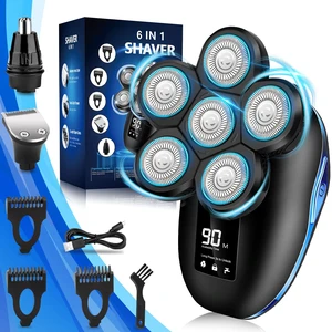 Head Shaver for Bald Men, 6-in-1 Electric Shaver for Bald Head 6D Wet/Dry Waterproof Mens Electric Razor Head Shavers Mens Grooming Kit Cordless Rechargeable Face Head Shaving Rotary Shaver Head Shaver for Bald Men, 6-in-1 Electric Shaver for Bald Head 6D Wet/Dry Waterproof Mens Electric Razor Head Shavers Mens Grooming Kit Cordless Rechargeable Face Head Shaving Rotary Shaver