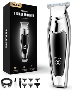 Hair & Beard Trimmer for Men, Wide T Blade Cordless Liners Clippers | Even Cutting & Precision Edging, Mustache Hairline Sideburns Neckline, Stainless Steel Blade, 7200 RPM, USB-C Rechargeable Hair & Beard Trimmer for Men, Wide T Blade Cordless Liners Clippers | Even Cutting & Precision Edging, Mustache Hairline Sideburns Neckline, Stainless Steel Blade, 7200 RPM, USB-C Rechargeable