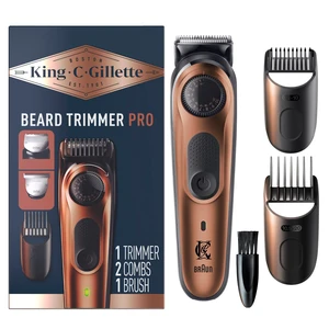 King C. Gillette Beard Trimmer PRO with 40 beard length settings in precise 0.5mm steps, cordless design & 1 trimmer, 1 brush, 2 combs, 1 charger and 1 T-blade King C. Gillette Beard Trimmer PRO with 40 beard length settings in precise 0.5mm steps, cordless design & 1 trimmer, 1 brush, 2 combs, 1 charger and 1 T-blade
