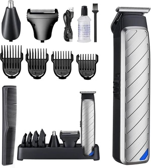 Beard Trimmer for Men, 3-in-1 Grooming Kit, with Stainless Steel Heads, Nose/Body Trimmer & Storage Base - 120Min Long Runtime Beard Trimmer for Men, 3-in-1 Grooming Kit, with Stainless Steel Heads, Nose/Body Trimmer & Storage Base - 120Min Long Runtime