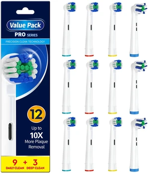 Replacement Toothbrush Heads Compatible with Oral B Braun, Professional Electric Toothbrushes Heads Compatible with Oral B Pro 1000/3000/500/7000/9600 12 Pack (White) Replacement Toothbrush Heads Compatible with Oral B Braun, Professional Electric Toothbrushes Heads Compatible with Oral B Pro 1000/3000/500/7000/9600 12 Pack (White)