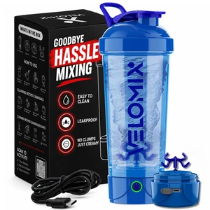 24oz Electric Protein Shaker Bottle for Protein Mixes, Blue | USB-C Rechargeable, Leak Proof Shaker Cups for Protein Shakes, Portable Blender for Shakes and Smoothies, Easy Clean 24oz Electric Protein Shaker Bottle for Protein Mixes, Blue | USB-C Rechargeable, Leak Proof Shaker Cups for Protein Shakes, Portable Blender for Shakes and Smoothies, Easy Clean