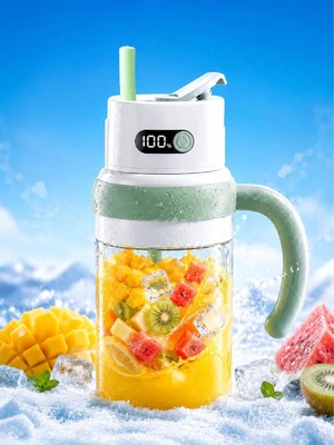 Portable Juicer Blender Cup, USB-C Rechargeable, Green | LED display, cordless use and dual lids for fruit drinks, protein shakes and small ice cubes; 500ml max blending. Portable Juicer Blender Cup, USB-C Rechargeable, Green | LED display, cordless use and dual lids for fruit drinks, protein shakes and small ice cubes; 500ml max blending.