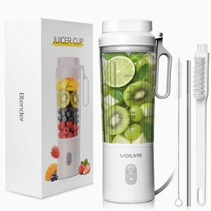 Mini Electric Blender Smoothie Maker with Straw & Cleaning Brush | Mini Personal Blender for Fruit Drinks, Smoothies & Milkshakes, Compact Space-Saving Design for Kitchen and Office, White Mini Electric Blender Smoothie Maker with Straw & Cleaning Brush | Mini Personal Blender for Fruit Drinks, Smoothies & Milkshakes, Compact Space-Saving Design for Kitchen and Office, White