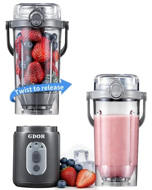 Portable Blender, Smoothie Blender Cordless, 2*23oz cups, Auto Program | Twist&Go, Personal Blender for Smoothies Juicer Shakes Ice Crush, Travel Rechargeable, Dishwasher Safe, BPA-Free Portable Blender, Smoothie Blender Cordless, 2*23oz cups, Auto Program | Twist&Go, Personal Blender for Smoothies Juicer Shakes Ice Crush, Travel Rechargeable, Dishwasher Safe, BPA-Free