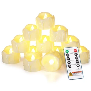 12-Pack Remote Flameless LED Battery Tea Light Candles, 400+Hrs | 2/4/6/8H Timer Flickering Tealight Votives for Halloween Pumpkins, Christmas Decor, Weddings and Holiday Parties 12-Pack Remote Flameless LED Battery Tea Light Candles, 400+Hrs | 2/4/6/8H Timer Flickering Tealight Votives for Halloween Pumpkins, Christmas Decor, Weddings and Holiday Parties