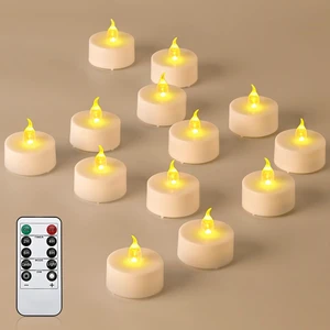 12Pcs Flickering Flameless Led Tea Lights Candles Battery Operated, 200+ Hours Fake Electric Candles with Remote Timer, Warmer Lamp White Candlesticks for Home Wedding Party Decor 12Pcs Flickering Flameless Led Tea Lights Candles Battery Operated, 200+ Hours Fake Electric Candles with Remote Timer, Warmer Lamp White Candlesticks for Home Wedding Party Decor