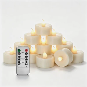 Flameless LED Tea Lights with Remote, 12-Pack Battery Votive Candles Timer | 400+ Hours Battery, 2 Remotes & Timer, Flickering Flame, Safe Flameless, for Tabletop Holiday Wedding Decor, Ivory Flameless LED Tea Lights with Remote, 12-Pack Battery Votive Candles Timer | 400+ Hours Battery, 2 Remotes & Timer, Flickering Flame, Safe Flameless, for Tabletop Holiday Wedding Decor, Ivory