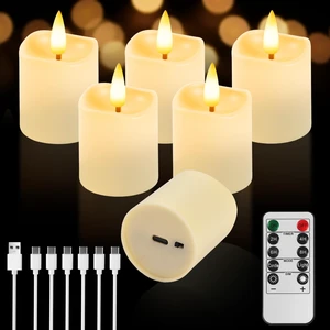 Flameless Candles with Remote Timer, Rechargeable LED Tea Lights, 6 Pack | 100H Runtime, Flicker/Steady Modes, 2/4/6/8H Timer, Warm White Glow for Halloween Christmas Wedding Birthday Party Decor Flameless Candles with Remote Timer, Rechargeable LED Tea Lights, 6 Pack | 100H Runtime, Flicker/Steady Modes, 2/4/6/8H Timer, Warm White Glow for Halloween Christmas Wedding Birthday Party Decor