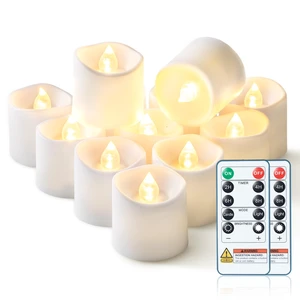 White Flameless LED Votive Tealight Candles & Timer Remote, 24Pack | Battery operated, 400+ hour runtime, 2/4/6/8h timer, warm white flicker glow, flicker/steady mode, for wedding centerpiece White Flameless LED Votive Tealight Candles & Timer Remote, 24Pack | Battery operated, 400+ hour runtime, 2/4/6/8h timer, warm white flicker glow, flicker/steady mode, for wedding centerpiece