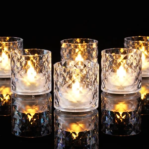 2" Clear Acrylic Votive Candle & Holders with Auto Timer, 12 Pack | 6h auto timer, flicker Warm White glow, Pre-installed batteries, shatterproof acrylic, waxless smokeless, holiday party decor 2" Clear Acrylic Votive Candle & Holders with Auto Timer, 12 Pack | 6h auto timer, flicker Warm White glow, Pre-installed batteries, shatterproof acrylic, waxless smokeless, holiday party decor