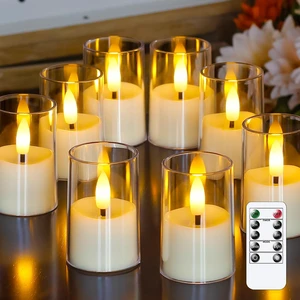 8pcs Battery Operated 1.7" x2.5" Clear Acrylic Remote LED Tea Lights, Flameless 2/4/6/8h Timer Fake Ivory Bulk Votive Candles with Batteries, Flickering Warm Light Pure Plastic Tealights 8pcs Battery Operated 1.7" x2.5" Clear Acrylic Remote LED Tea Lights, Flameless 2/4/6/8h Timer Fake Ivory Bulk Votive Candles with Batteries, Flickering Warm Light Pure Plastic Tealights