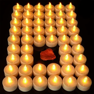 Flameless Tealight Candles, 50 Pack, Batteries Included | Lasts 2X Longer, Realistic Tea Lights, Flickering Bright, Battery Operated, Unscented Flameless Tealight Candles, 50 Pack, Batteries Included | Lasts 2X Longer, Realistic Tea Lights, Flickering Bright, Battery Operated, Unscented