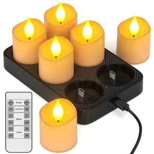 Rechargeable Votive Candles Battery Operated with Remote & Timer | Flickering Flameless LED Tea Lights with USB-C Charging Base, for Home Lantern Table Emergency Halloween Party Decor, 6PCS Rechargeable Votive Candles Battery Operated with Remote & Timer | Flickering Flameless LED Tea Lights with USB-C Charging Base, for Home Lantern Table Emergency Halloween Party Decor, 6PCS