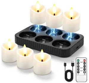 Rechargeable Flameless Candles with Remote Timer & Charging Base | 1.5 x 2 LED Tea Lights Candles Small Votive Electric LED Candles for Home Anniversary Wedding Halloween Decor(6 Pack) Rechargeable Flameless Candles with Remote Timer & Charging Base | 1.5 x 2 LED Tea Lights Candles Small Votive Electric LED Candles for Home Anniversary Wedding Halloween Decor(6 Pack)