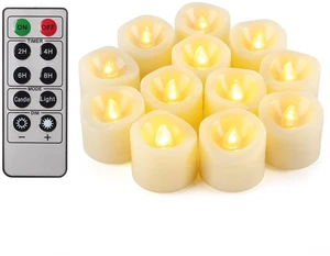 Led Flickering Flameless Votive Tea Lights Candles With Remote Control Battery Operated Set Of 12 / Electric Outdoor Tealights Timer For Christmas,Xmas Decorations (Batteries Included) 200Hours Led Flickering Flameless Votive Tea Lights Candles With Remote Control Battery Operated Set Of 12 / Electric Outdoor Tealights Timer For Christmas,Xmas Decorations (Batteries Included) 200Hours