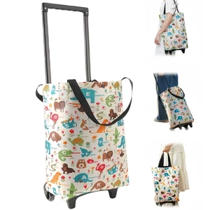 Portable Wheeled Shopping Trolley Bag, Lightweight Compact Foldable Reusable Grocery Tote for Daily Shopping & Outdoor Trips (Beige) Portable Wheeled Shopping Trolley Bag, Lightweight Compact Foldable Reusable Grocery Tote for Daily Shopping & Outdoor Trips (Beige)