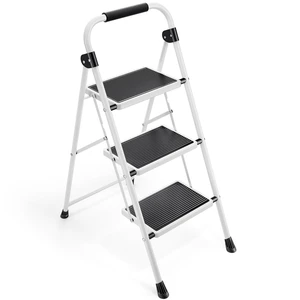 Step Ladder 3 Step Folding with with Anti-Slip and Wide Pedal,Portable Foldable,Tall Sturdy Step Ladder with Handgrip for Home Kitchen Household,White Step Ladder 3 Step Folding with with Anti-Slip and Wide Pedal,Portable Foldable,Tall Sturdy Step Ladder with Handgrip for Home Kitchen Household,White