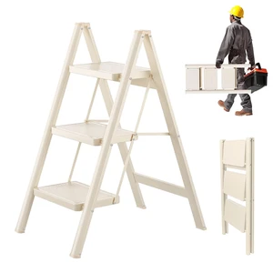 3 Step Ladder, Step Stool for Adults, Protable Carbon Steel Folding Stool | with Wide Anti-Slip Wide Pedals, 330lbs Sturdy Steel Ladder for Household and Kitchen 3 Step Ladder, Step Stool for Adults, Protable Carbon Steel Folding Stool | with Wide Anti-Slip Wide Pedals, 330lbs Sturdy Steel Ladder for Household and Kitchen