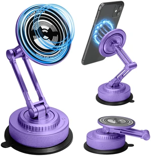 All-Metal Alloy Long Arm Magnetic Suction Cup Car Phone Mount(Purple) | Strong Powerful Magnetic Heavy-Duty Windshield Dash 360° Mechanical Rotation Cell Mobile Phone Vehicle Bracket for All Cars All-Metal Alloy Long Arm Magnetic Suction Cup Car Phone Mount(Purple) | Strong Powerful Magnetic Heavy-Duty Windshield Dash 360° Mechanical Rotation Cell Mobile Phone Vehicle Bracket for All Cars