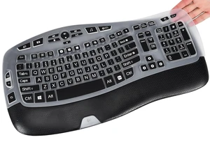 Keyboard Cover with Large Letters Compatible with Logitech K350 MK550 MK570 Wireless Wave Ergonomic Keyboard Protector with Oversized Print Letters -Black Keyboard Cover with Large Letters Compatible with Logitech K350 MK550 MK570 Wireless Wave Ergonomic Keyboard Protector with Oversized Print Letters -Black