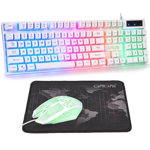 1910 White Gaming Keyboard and Mouse LED Backlit 104Keys Full Size | Wired Keyboard Mechanical Feeling Illuminated key Anti-Ghosting, Compatible with PC, Mac, PS4/5, Xbox 1910 White Gaming Keyboard and Mouse LED Backlit 104Keys Full Size | Wired Keyboard Mechanical Feeling Illuminated key Anti-Ghosting, Compatible with PC, Mac, PS4/5, Xbox