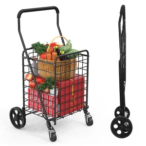 Grocery Shopping Cart with 360° Rolling Swivel Wheels, 100LBS Utility Cart Easily Collapsible Cart Extended Foam Cover, Trolley for Laundry,Groceries,Travel Black (Medium) Grocery Shopping Cart with 360° Rolling Swivel Wheels, 100LBS Utility Cart Easily Collapsible Cart Extended Foam Cover, Trolley for Laundry,Groceries,Travel Black (Medium)