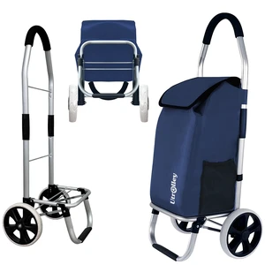 Ultra-Lightweight Foldable Grocery Cart with 40L Capacity, Soft Rolling Wheels, Removable Insulated Bag Multi-Purpose Personal Hand Truck (Blue) Ultra-Lightweight Foldable Grocery Cart with 40L Capacity, Soft Rolling Wheels, Removable Insulated Bag Multi-Purpose Personal Hand Truck (Blue)