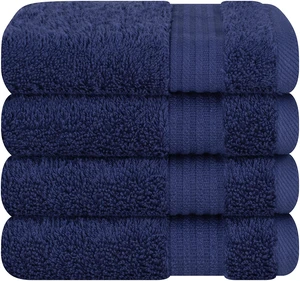 Cotton Paradise 100% Cotton Turkish Towel Set, 4-Piece, Soft Absorbent Quick Dry, Navy Blue Cotton Paradise 100% Cotton Turkish Towel Set, 4-Piece, Soft Absorbent Quick Dry, Navy Blue